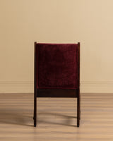 Set of Four Dutch Haagse School Oak Dining Chairs in Merlot Chenille, 1920s