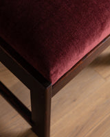 Set of Four Dutch Haagse School Oak Dining Chairs in Merlot Chenille, 1920s