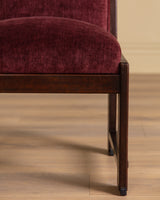Set of Four Dutch Haagse School Oak Dining Chairs in Merlot Chenille, 1920s