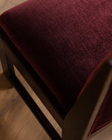 Set of Four Dutch Haagse School Oak Dining Chairs in Merlot Chenille, 1920s