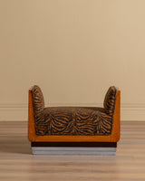Modernist Single Seat Bench in Zebra Chenille, Italy, 1970s