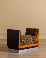 Modernist Single Seat Bench in Zebra Chenille, Italy, 1970s