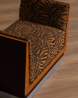 Modernist Single Seat Bench in Zebra Chenille, Italy, 1970s