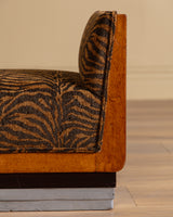 Modernist Single Seat Bench in Zebra Chenille, Italy, 1970s