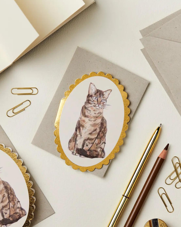 Tabby Cat Scallop Card