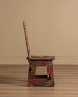 Arts & Crafts Pyrography Painted Poppies Chair, Early 20th Century