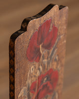 Arts & Crafts Pyrography Painted Poppies Chair, Early 20th Century