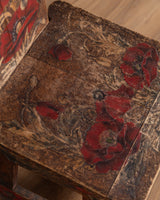Arts & Crafts Pyrography Painted Poppies Chair, Early 20th Century