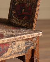 Arts & Crafts Pyrography Painted Poppies Chair, Early 20th Century