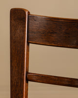 Set of 6 Belgian Brutalist Oak Dining Chairs, 1970's