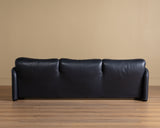 Navy Leather Maralunga Sofa by Vico Magistretti for Cassina, 1970's