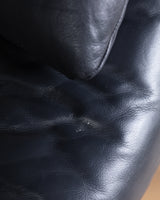 Navy Leather Maralunga Sofa by Vico Magistretti for Cassina, 1970's