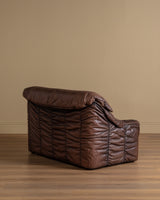 Ruched Leather Sofa, Manner of Ligne Roset, 1970's (2 Available)