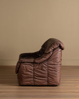 Ruched Leather Sofa, Manner of Ligne Roset, 1970's (2 Available)