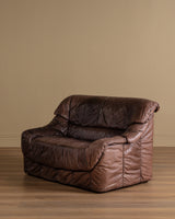 Ruched Leather Sofa, Manner of Ligne Roset, 1970's (2 Available)