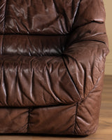 Ruched Leather Sofa, Manner of Ligne Roset, 1970's (2 Available)