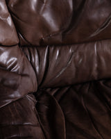 Ruched Leather Sofa, Manner of Ligne Roset, 1970's (2 Available)