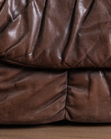 Ruched Leather Sofa, Manner of Ligne Roset, 1970's (2 Available)