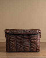 Ruched Leather Sofa, Manner of Ligne Roset, 1970's (2 Available)