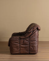 Ruched Leather Sofa, Manner of Ligne Roset, 1970's (2 Available)