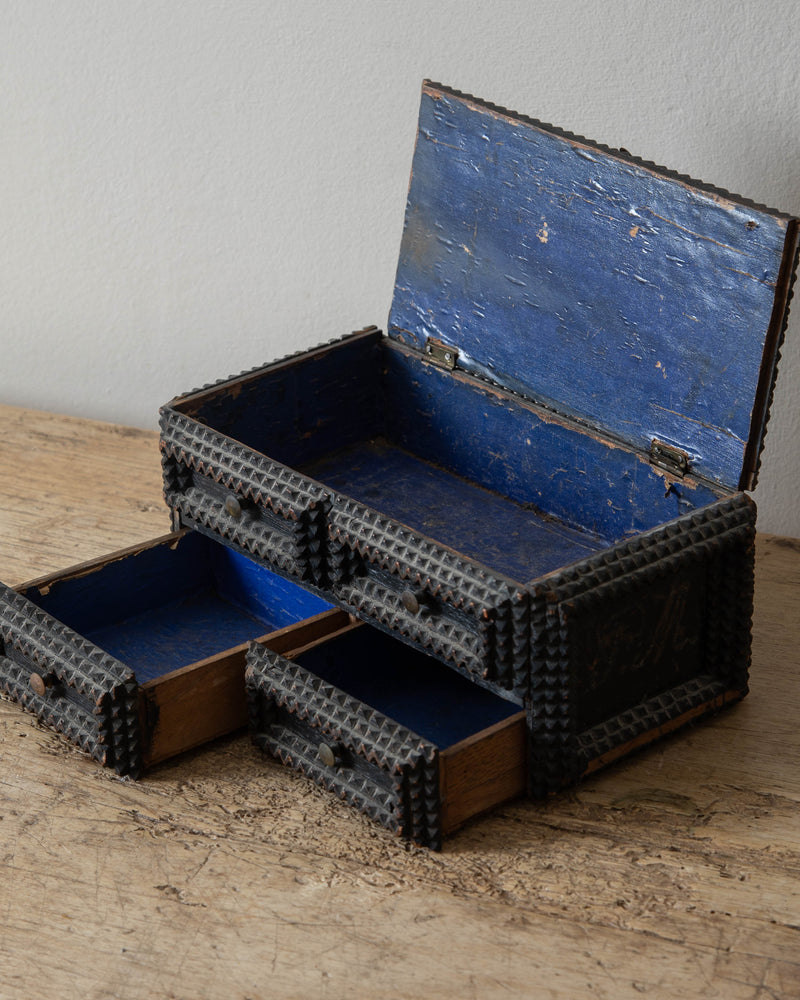 19th Century Tramp Art Box w/ Drawers