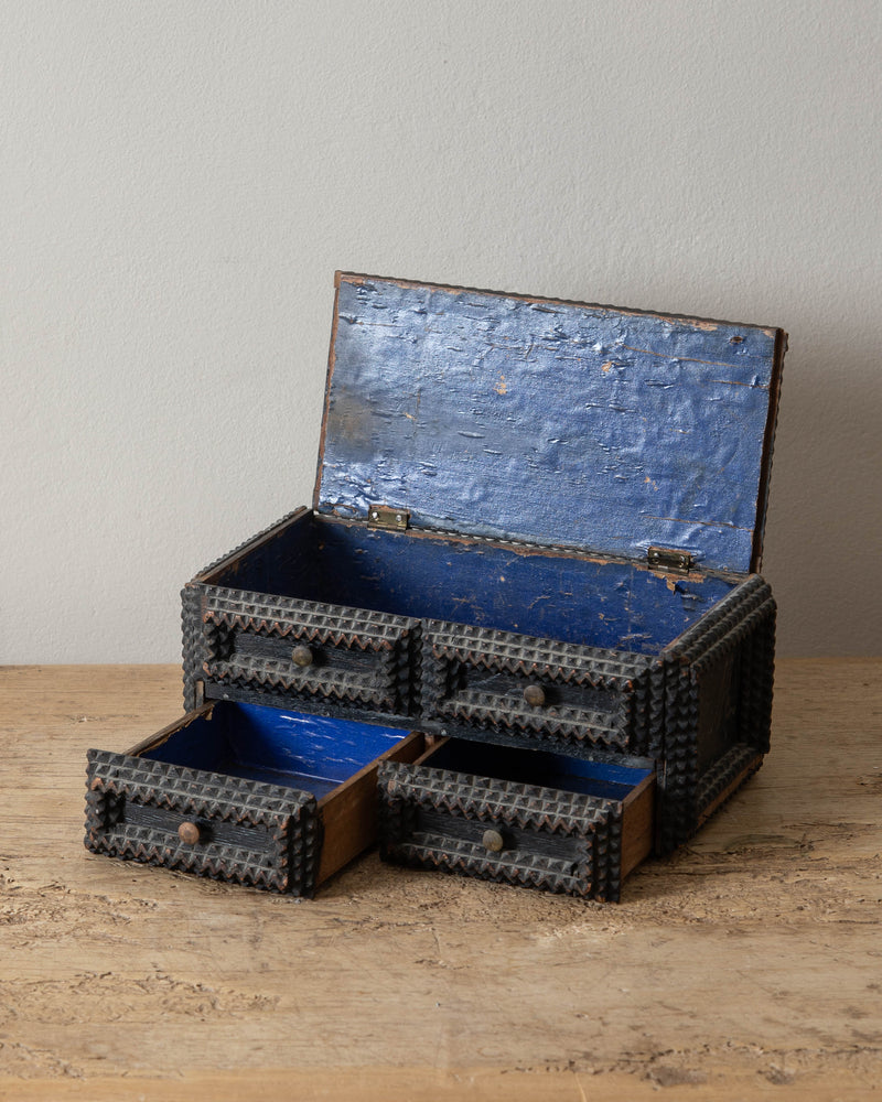 19th Century Tramp Art Box w/ Drawers