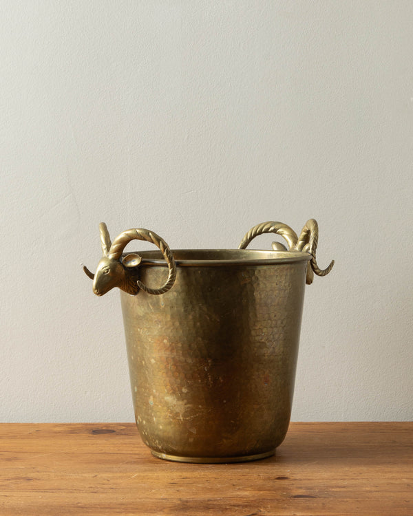 Solid Brass Rams Head Ice Bucket