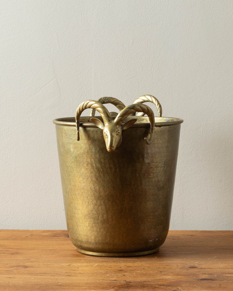 Solid Brass Rams Head Ice Bucket