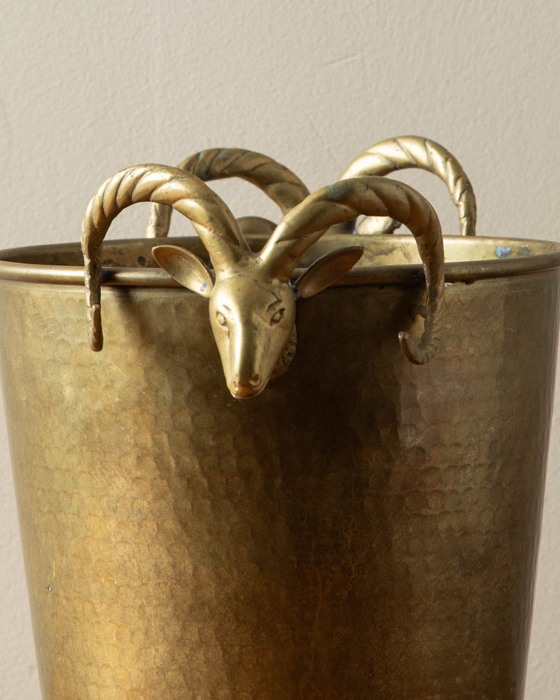 Solid Brass Rams Head Ice Bucket