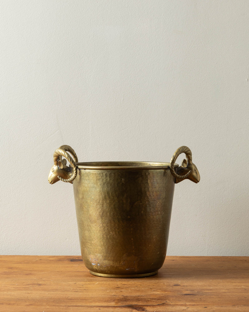 Solid Brass Rams Head Ice Bucket