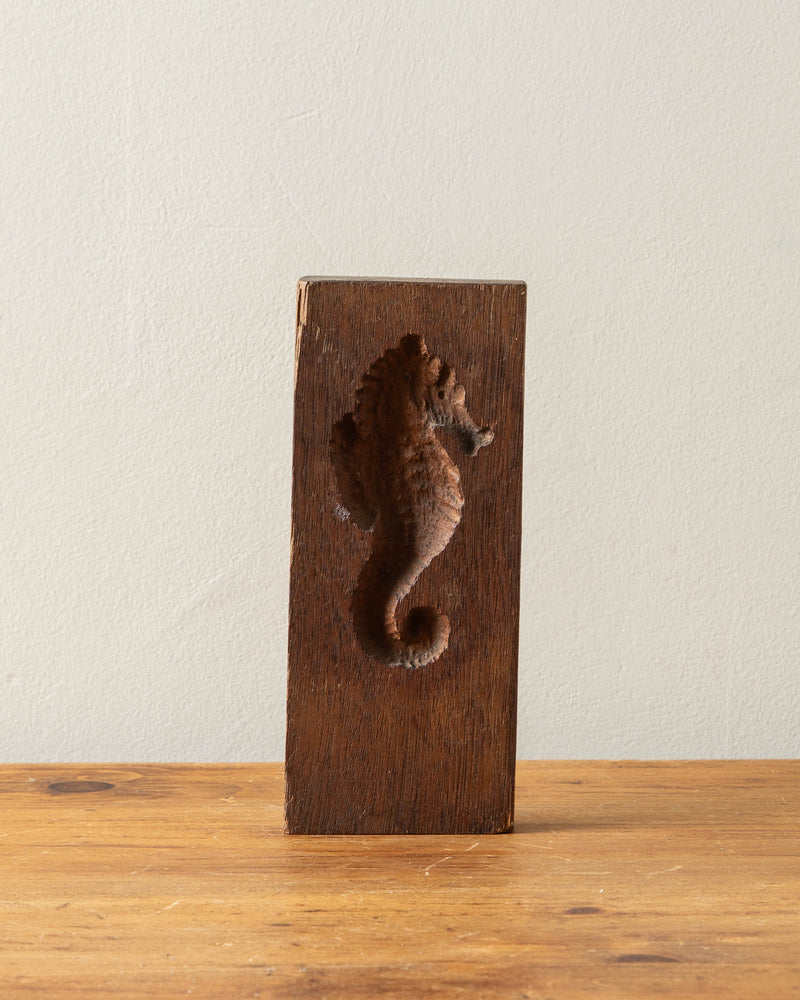 Carved Wooden Sea Horse Butter Mold