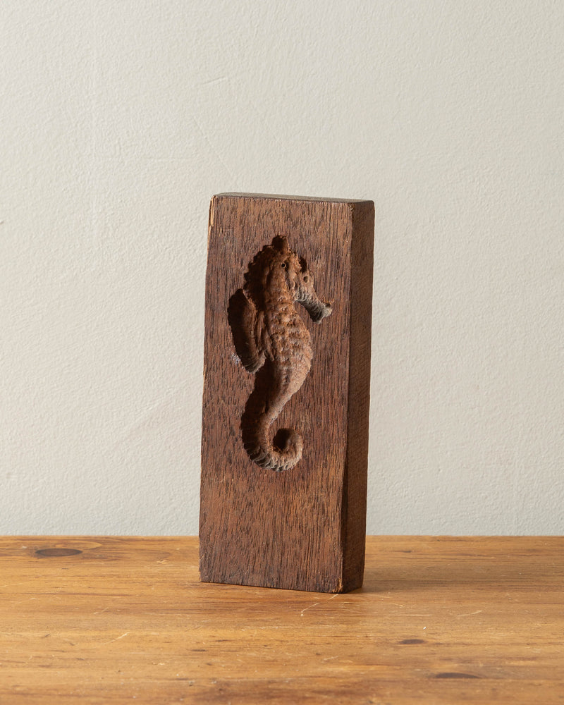 Carved Wooden Sea Horse Butter Mold