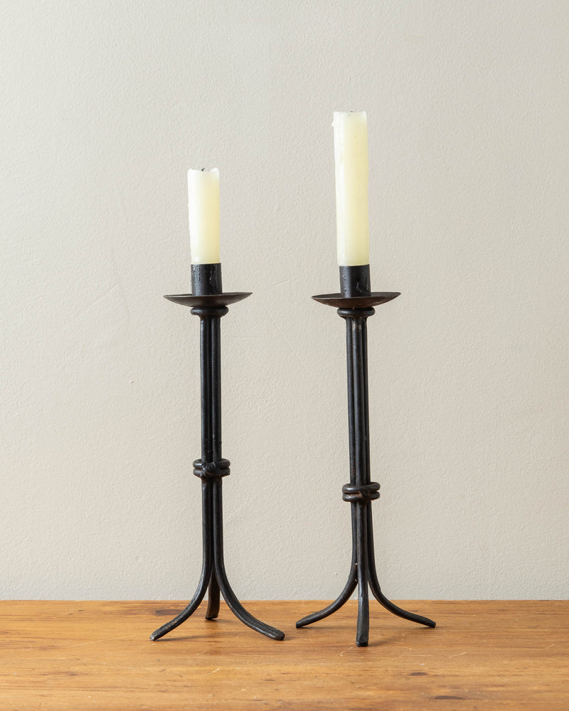 Brutalist Iron Tripod taper Holders (Set of 2)