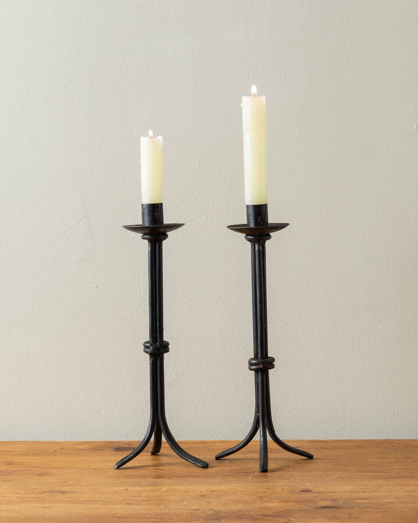 Brutalist Iron Tripod taper Holders (Set of 2)