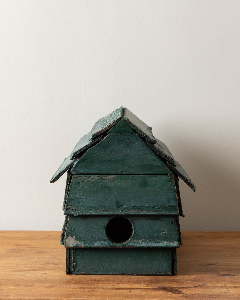 Early Green Folk Art Wooden Bird House