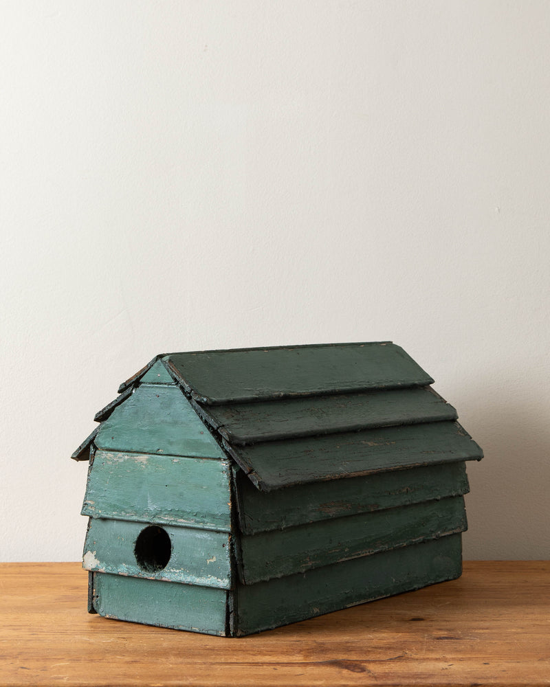 Early Green Folk Art Wooden Bird House