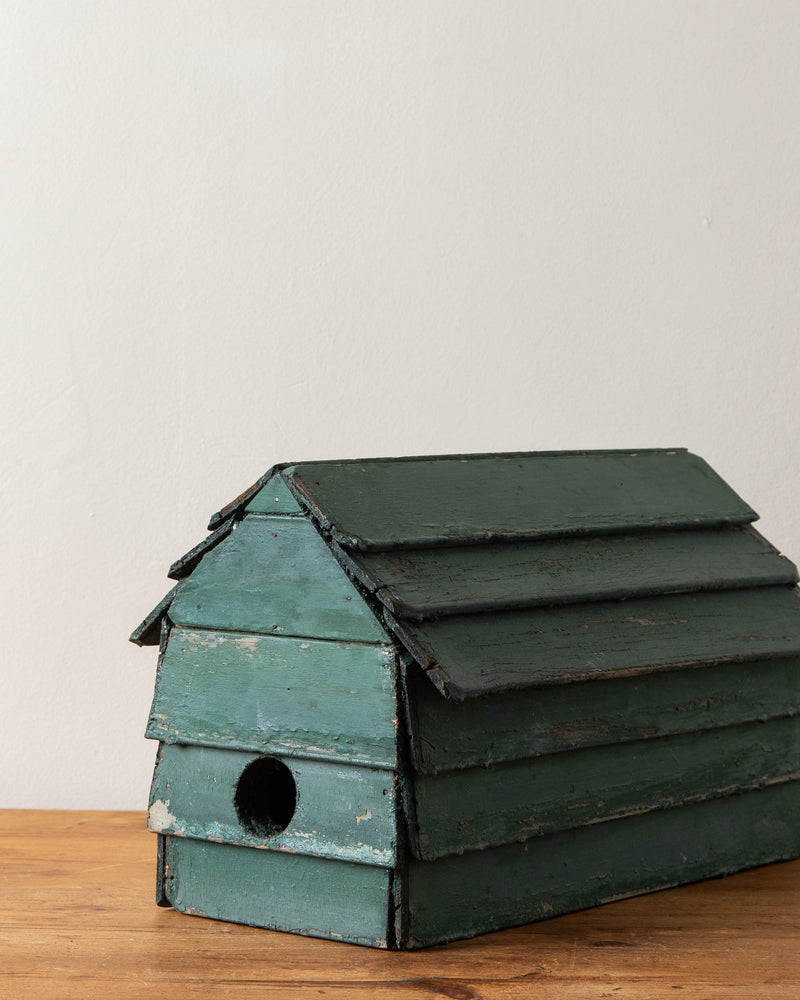 Early Green Folk Art Wooden Bird House