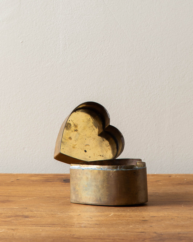 Patinated Brass Heart Trinket Box