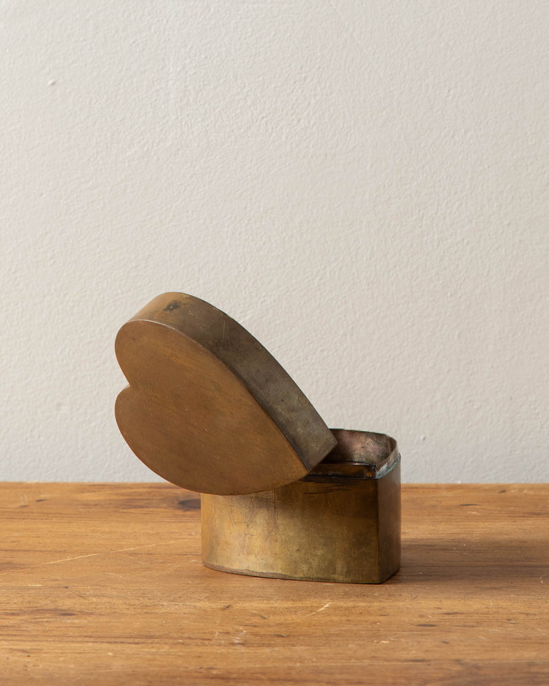 Patinated Brass Heart Trinket Box