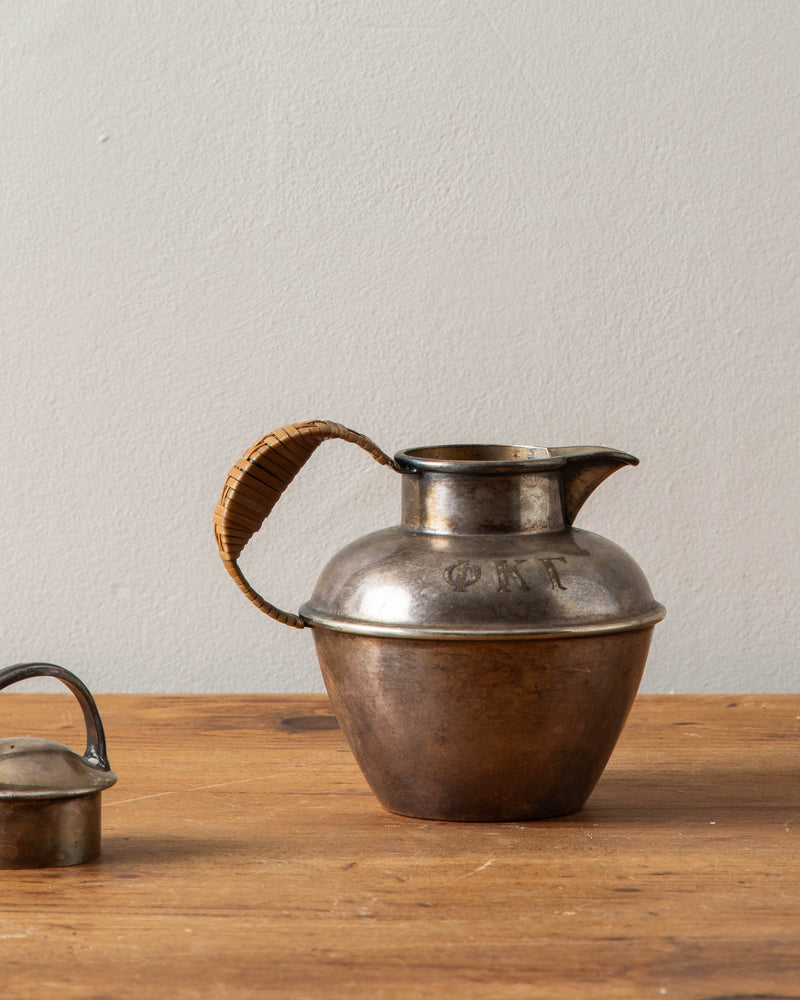 Silver Plated Pitcher w/ Rattan Handle