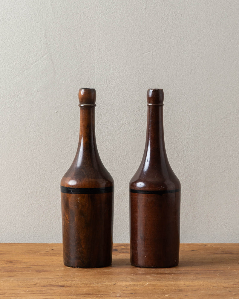 Turned Wood Walnut Bottles (pair)