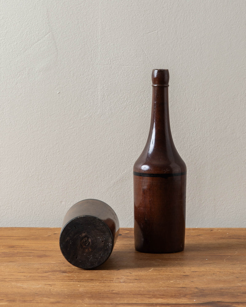 Turned Wood Walnut Bottles (pair)