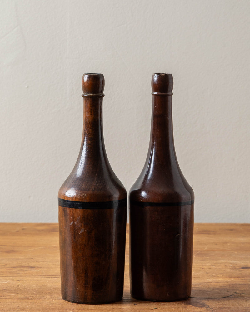 Turned Wood Walnut Bottles (pair)