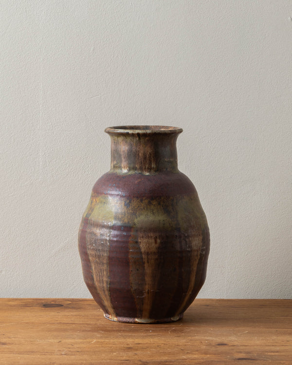 Large Plum & Olive Thrown Studio Vase