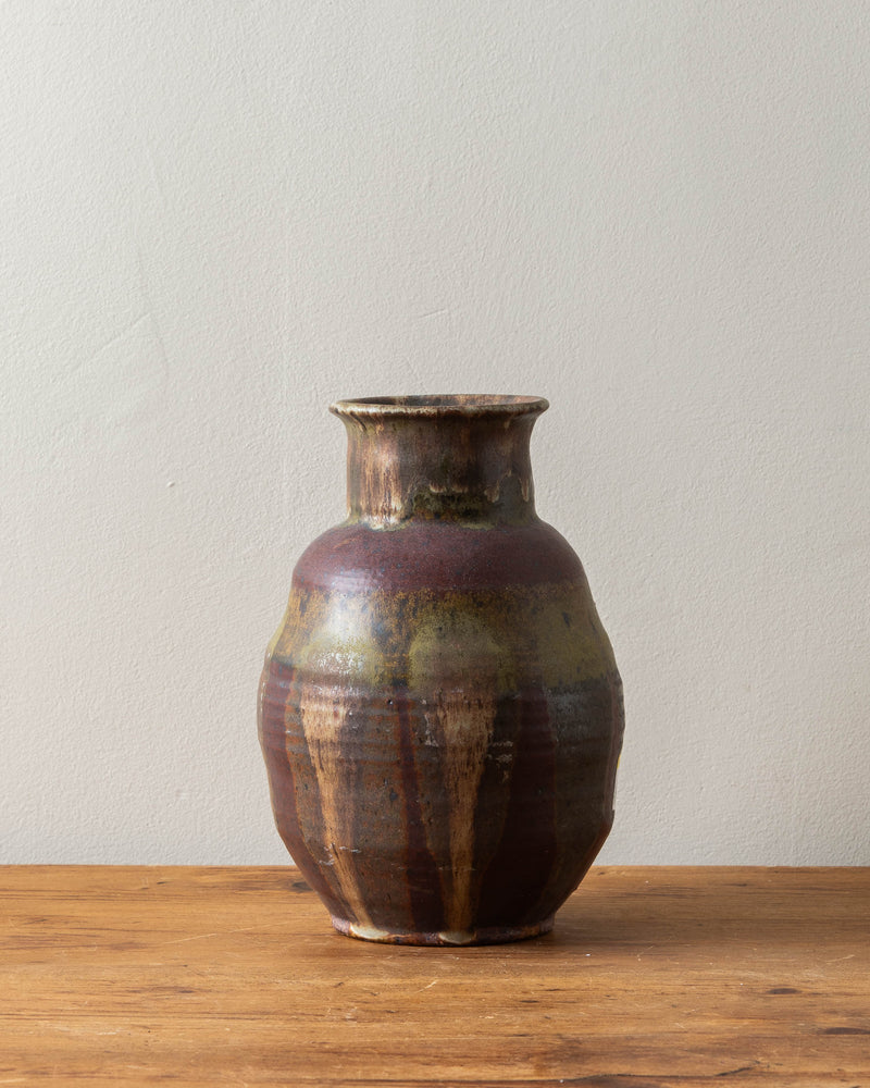 Large Plum & Olive Thrown Studio Vase