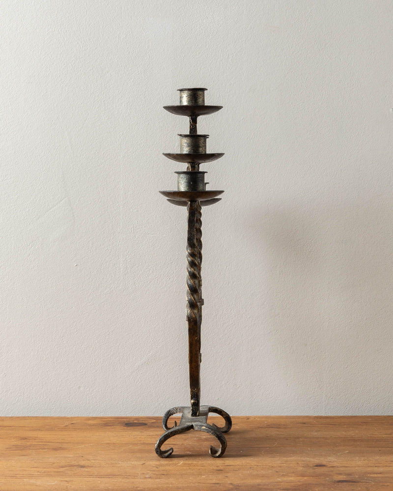 Iron & Gold 5 Candle Twisted Candelabra, 1940's