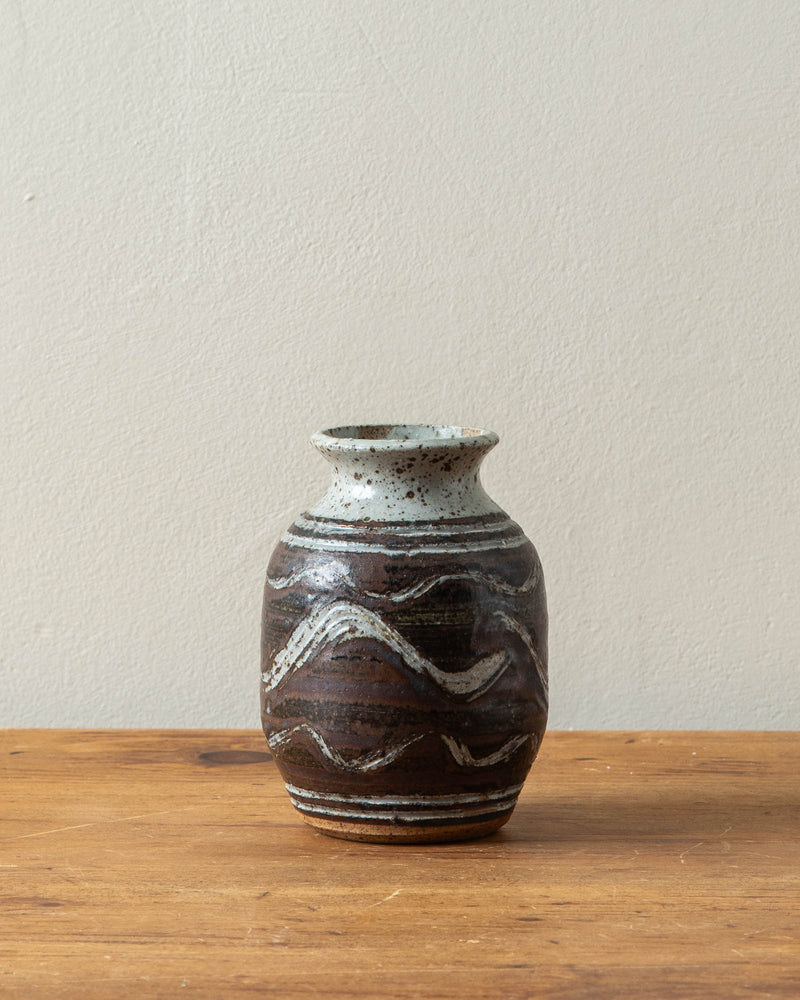 Small Turned Studio Vase w/ Waves