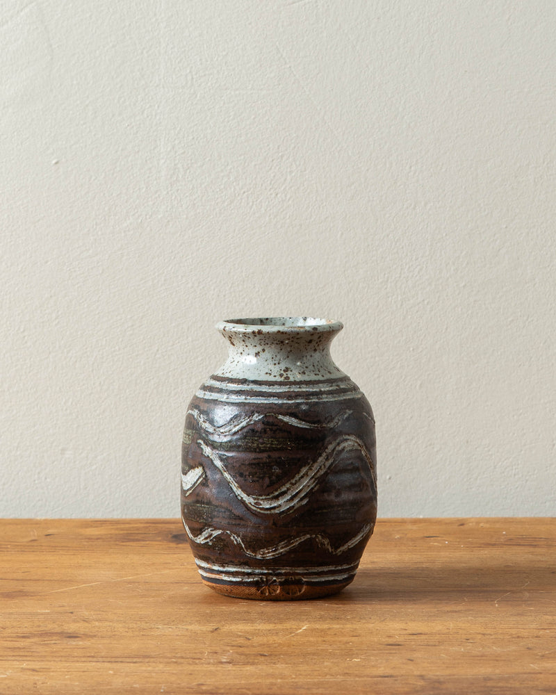 Small Turned Studio Vase w/ Waves