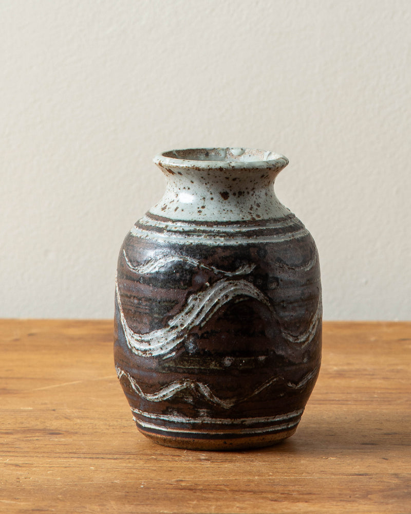 Small Turned Studio Vase w/ Waves