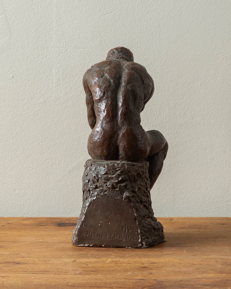 Bronze Tone Plaster "The Thinker" Statue, 1962